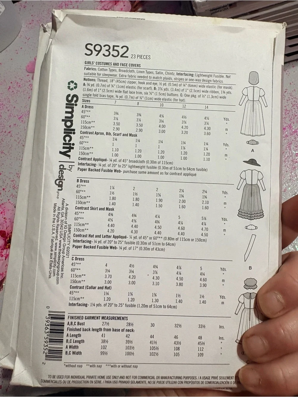 BN UNCUT SIMPLICITY 9352 A SEWING PATTERNS COSTUMES COSPLAY